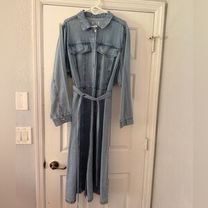 Light Blue Denim Maxi Dress